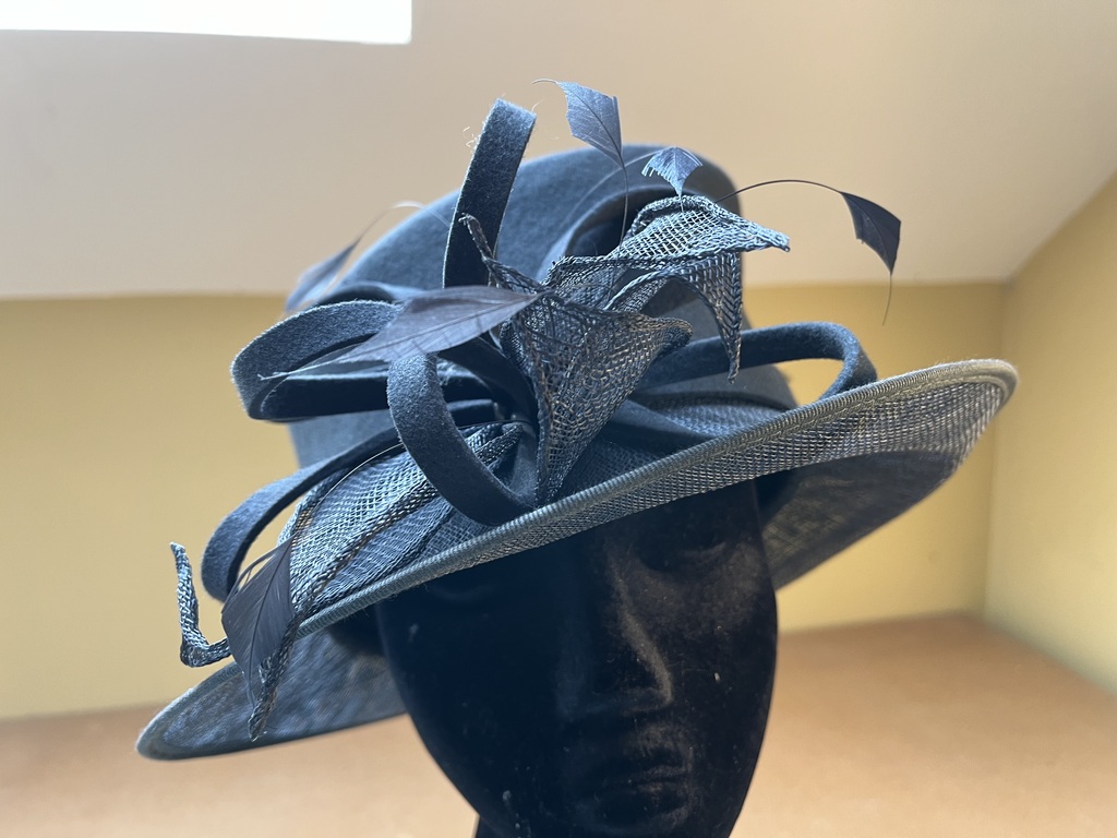 Grey Charcoal Felt Sinamay Feathers